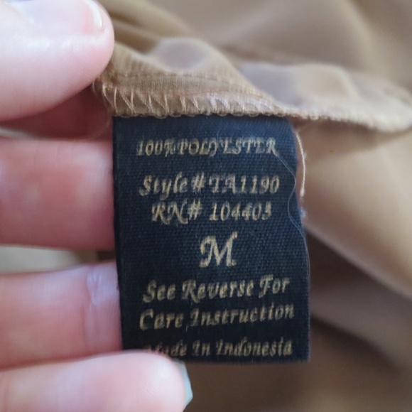 Mine Chiffon Sheer Color Block Button Down Blouse Mocha Mousse and Black Size M - Picture 9 of 10